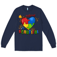 Navy different is beautiful autism Long Sleeve Tee - MaliasSmallBusiness