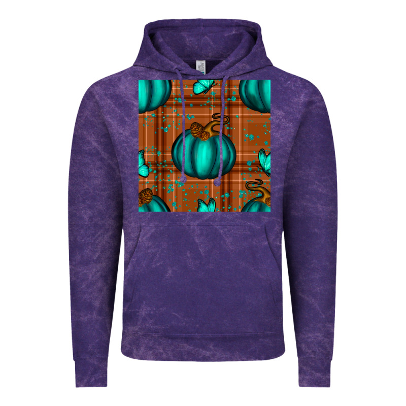 Turquoise Pumpkin Plaid Seamless Pattern Vintage Hoodie by BundleAndBundleShop | Teevron