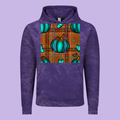 Turquoise Pumpkin Plaid Seamless Pattern Vintage Hoodie Designed By Bundleandbundleshop