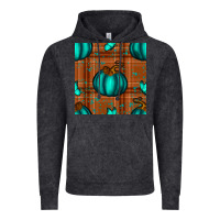 Vintage Black turquoise pumpkin plaid seamless pattern Vintage Hoodie - BundleAndBundleShop