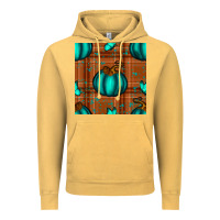 Vintage Mustard turquoise pumpkin plaid seamless pattern Vintage Hoodie - BundleAndBundleShop