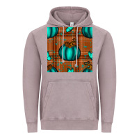 Vintage Zinc turquoise pumpkin plaid seamless pattern Vintage Hoodie - BundleAndBundleShop