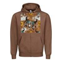 Chestnut Western Bull Skull And Sunflowers With Leopard Seamless Pattern Zipper Hoodie - BundleAndBundleShop