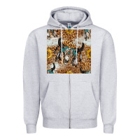 Heather Grey Western Bull Skull And Sunflowers With Leopard Seamless Pattern Zipper Hoodie - BundleAndBundleShop