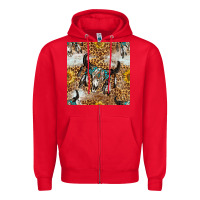 Red Western Bull Skull And Sunflowers With Leopard Seamless Pattern Zipper Hoodie - BundleAndBundleShop