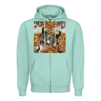 Seafoam Western Bull Skull And Sunflowers With Leopard Seamless Pattern Zipper Hoodie - BundleAndBundleShop