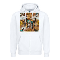 White Western Bull Skull And Sunflowers With Leopard Seamless Pattern Zipper Hoodie - BundleAndBundleShop
