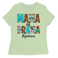 Matcha mama of drama girl mom Ladies Tee - texasbilliewilder