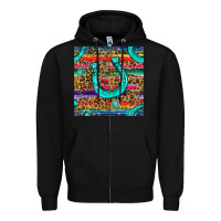 Black Western Horseshoe And Arrow With Leopard And Serape Seamless Pattern Zipper Hoodie - BundleAndBundleShop