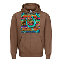 Chestnut Western Horseshoe And Arrow With Leopard And Serape Seamless Pattern Zipper Hoodie - BundleAndBundleShop