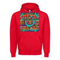 Red Western Horseshoe And Arrow With Leopard And Serape Seamless Pattern Zipper Hoodie - BundleAndBundleShop