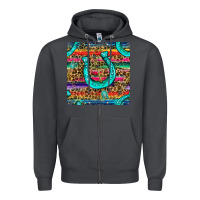 Smoke Western Horseshoe And Arrow With Leopard And Serape Seamless Pattern Zipper Hoodie - BundleAndBundleShop