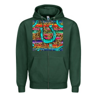 Sports Green Western Horseshoe And Arrow With Leopard And Serape Seamless Pattern Zipper Hoodie - BundleAndBundleShop