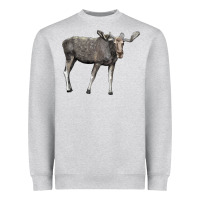 Heather Grey Moose Buck Deer Heavyweight Sweatshirt - LillyAllenDesigns