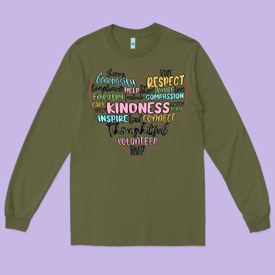 Kindness Heart Long Sleeve Tee Designed By Maliassmallbusiness