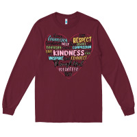Burgundy kindness heart Long Sleeve Tee - MaliasSmallBusiness