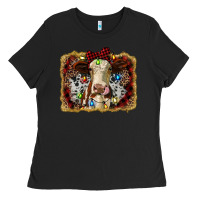 Black heifer cow christmas western background Ladies Tee - RanaPortraitStore