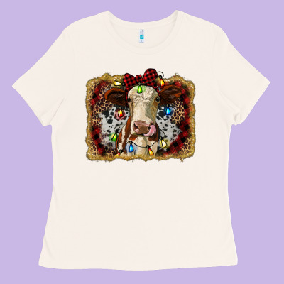 Heifer Cow Christmas Western Background Ladies Tee Designed By Ranaportraitstore