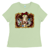 Matcha heifer cow christmas western background Ladies Tee - RanaPortraitStore