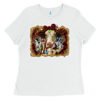 White heifer cow christmas western background Ladies Tee - RanaPortraitStore