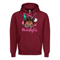Burgundy Afro Bantu Knots Hairstyles Messy Bun With Clasp Bbs Zipper Hoodie - BundleAndBundleShop