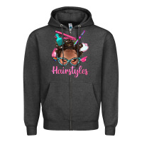 Charcoal Heather Afro Bantu Knots Hairstyles Messy Bun With Clasp Bbs Zipper Hoodie - BundleAndBundleShop