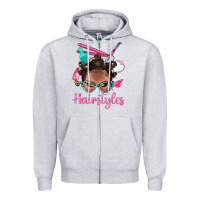 Heather Grey Afro Bantu Knots Hairstyles Messy Bun With Clasp Bbs Zipper Hoodie - BundleAndBundleShop