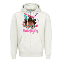 Oatmeal Heather Afro Bantu Knots Hairstyles Messy Bun With Clasp Bbs Zipper Hoodie - BundleAndBundleShop