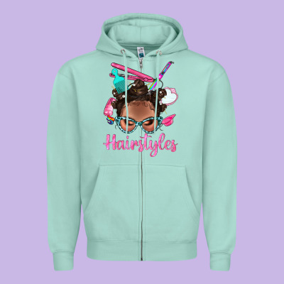 Afro Bantu Knots Hairstyles Messy Bun With Clasp Bbs Zipper Hoodie Designed By Bundleandbundleshop