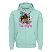 Seafoam Afro Bantu Knots Hairstyles Messy Bun With Clasp Bbs Zipper Hoodie - BundleAndBundleShop