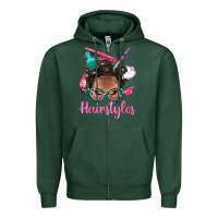 Sports Green Afro Bantu Knots Hairstyles Messy Bun With Clasp Bbs Zipper Hoodie - BundleAndBundleShop