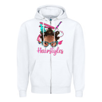 White Afro Bantu Knots Hairstyles Messy Bun With Clasp Bbs Zipper Hoodie - BundleAndBundleShop
