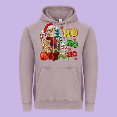 Christmas Ho Ho Ho Skeleton Vintage Hoodie Designed By Adodesignshop
