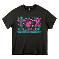 Asphalt Faith Hope Cure Breast Cancer Awareness Heavy Core Tee - texasbilliewilder