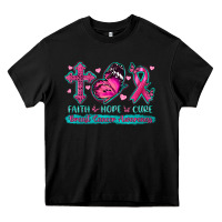 Black Faith Hope Cure Breast Cancer Awareness Heavy Core Tee - texasbilliewilder