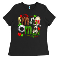 Black mama soccer with popcorn Ladies Tee - texasbilliewilder