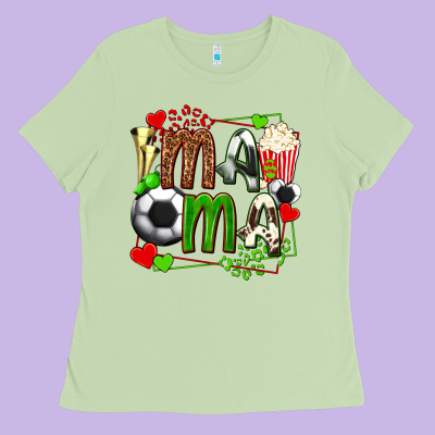 Mama Soccer With Popcorn Ladies Tee Designed By Texasbilliewilder