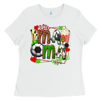 White mama soccer with popcorn Ladies Tee - texasbilliewilder