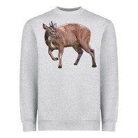 Heather Grey Red Brocket Buck Deer Heavyweight Sweatshirt - LillyAllenDesigns