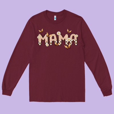 Retro Mama Long Sleeve Tee Designed By Maliassmallbusiness