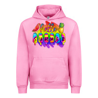 Fuchsia Pink Hello Summer Tie Dye Urban Hoodie - CowCowDesign