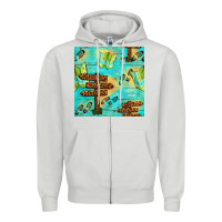 Dove Grey Wooden Signboard And Gamping Map Seamless Pattern Zipper Hoodie - BundleAndBundleShop