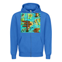 True Royal Wooden Signboard And Gamping Map Seamless Pattern Zipper Hoodie - BundleAndBundleShop