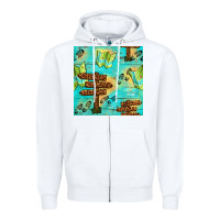White Wooden Signboard And Gamping Map Seamless Pattern Zipper Hoodie - BundleAndBundleShop