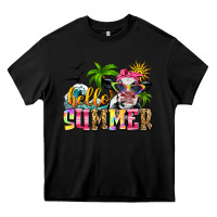 Black hello summer cow Heavy Core Tee - Zillion Design Studio