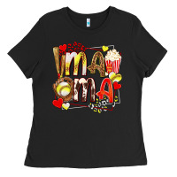 Mama Softball Baseball With Popcorn Ladies Tee | Teevron