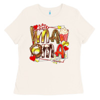 Bone mama softball baseball with popcorn Ladies Tee - texasbilliewilder