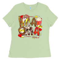 Matcha mama softball baseball with popcorn Ladies Tee - texasbilliewilder