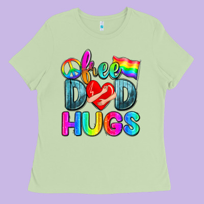 Free Dad Hugs Ladies Tee Designed By Zillion Design Studio