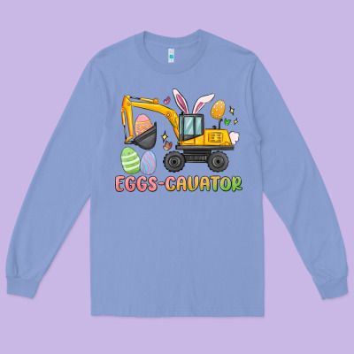 Eggs Cavator Easter Long Sleeve Tee Designed By Maliassmallbusiness